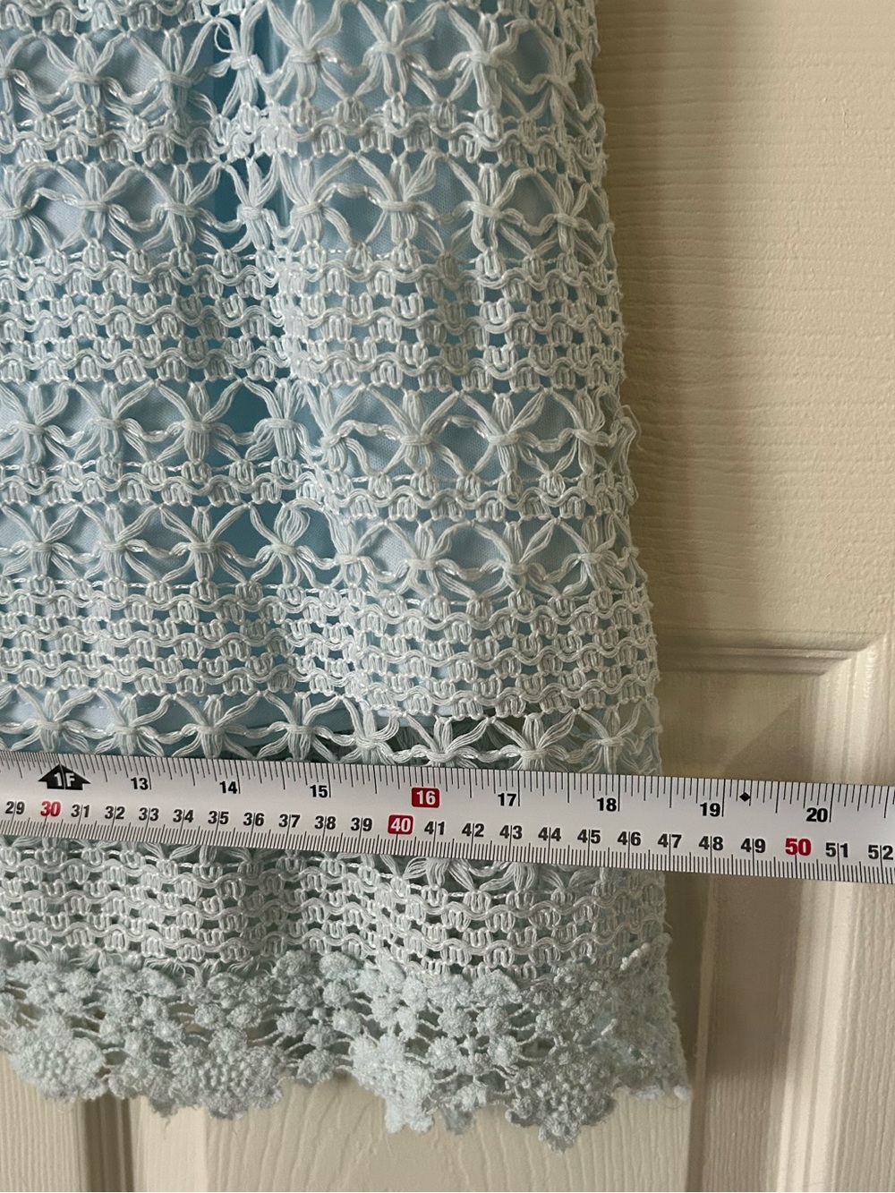 Cato Light Blue Crochet Lace Midi Dress Sleeveless A-Line - Size Large - Picture 8 of 11